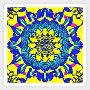 Lotus Mandala (Yellow and Blue) Sticker